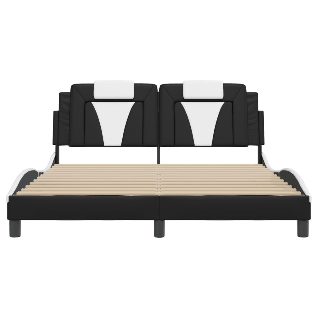 Bedframe "Viana" met LED zonder matras zwart en wit 160x200 cm is nu te koop bij PeponiXL, paradijselijk wonen!