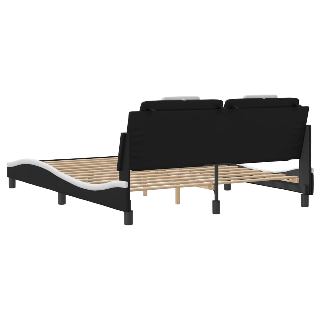 Bedframe "Viana" met LED zonder matras zwart en wit 160x200 cm is nu te koop bij PeponiXL, paradijselijk wonen!