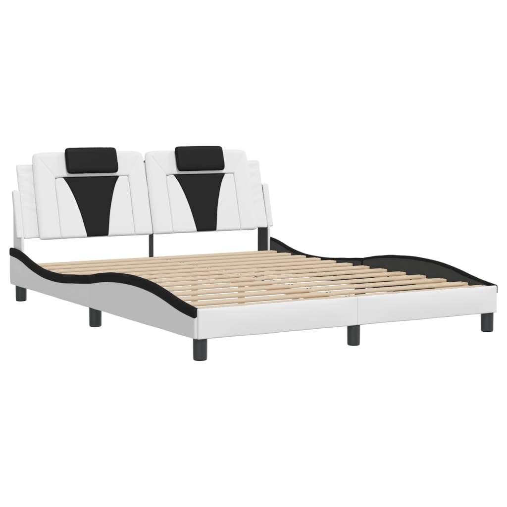 Bedframe "Viana" met LED zonder matras wit en zwart 160x200 cm is nu te koop bij PeponiXL, paradijselijk wonen!