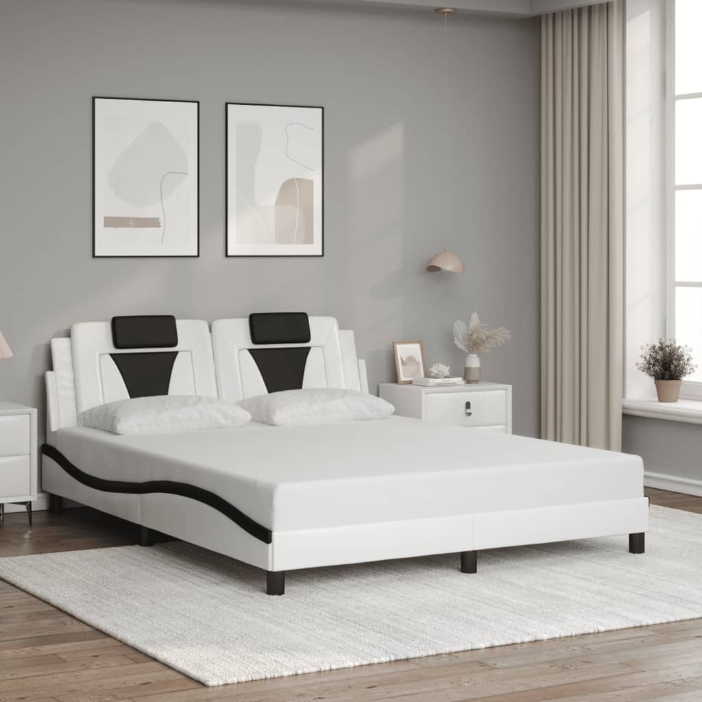 Bedframe "Viana" met LED zonder matras wit en zwart 160x200 cm is nu te koop bij PeponiXL, paradijselijk wonen!