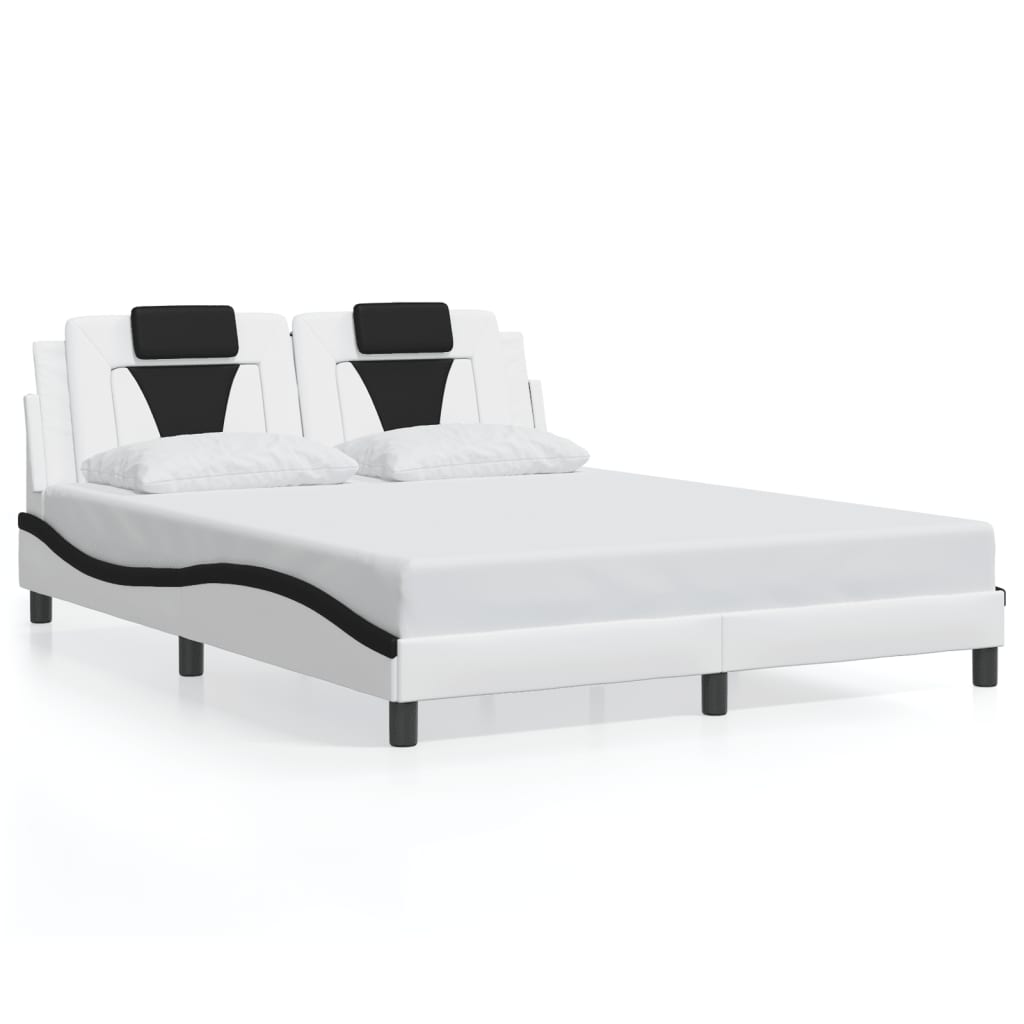 Bedframe "Viana" met LED zonder matras wit en zwart 160x200 cm is nu te koop bij PeponiXL, paradijselijk wonen!