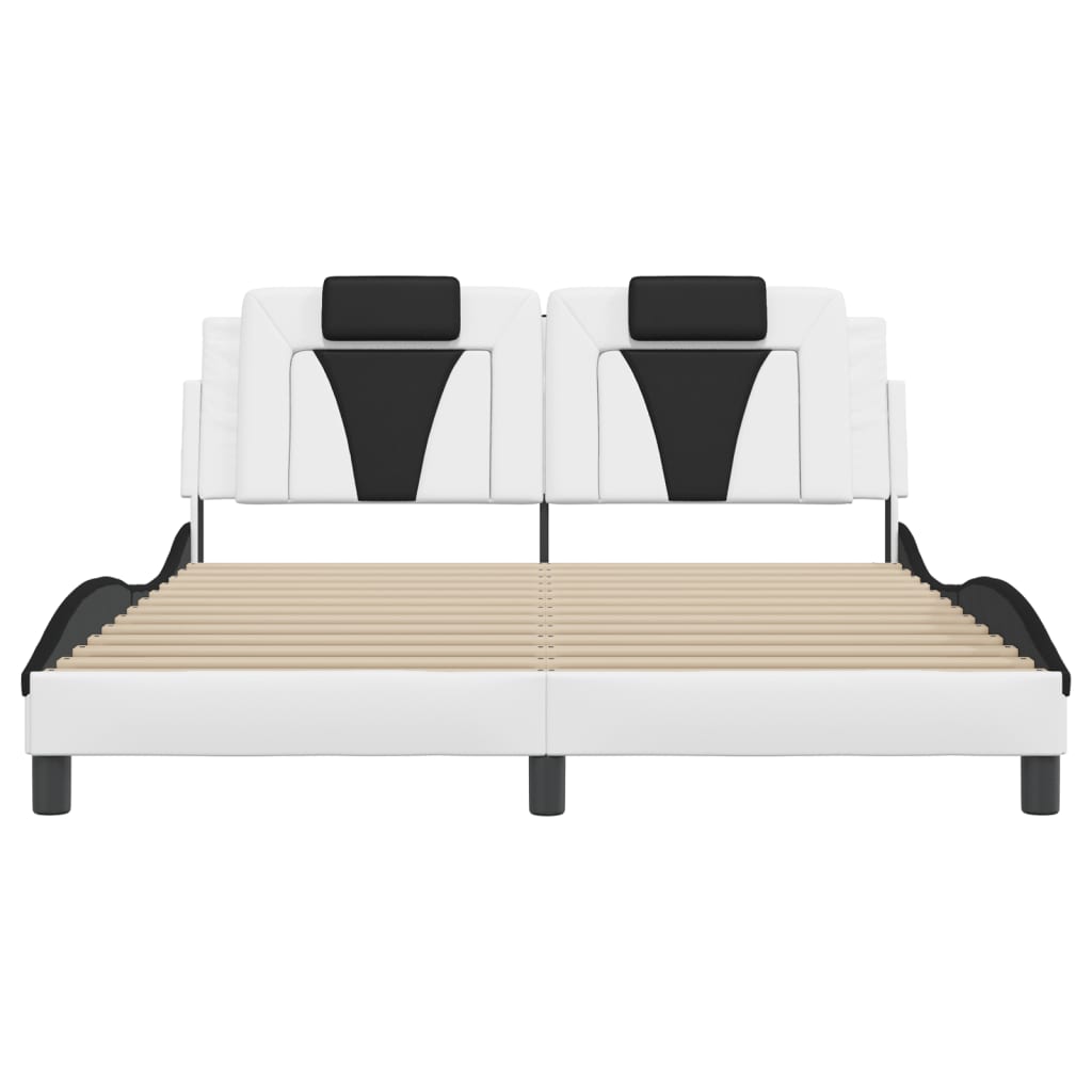Bedframe "Viana" met LED zonder matras wit en zwart 160x200 cm is nu te koop bij PeponiXL, paradijselijk wonen!