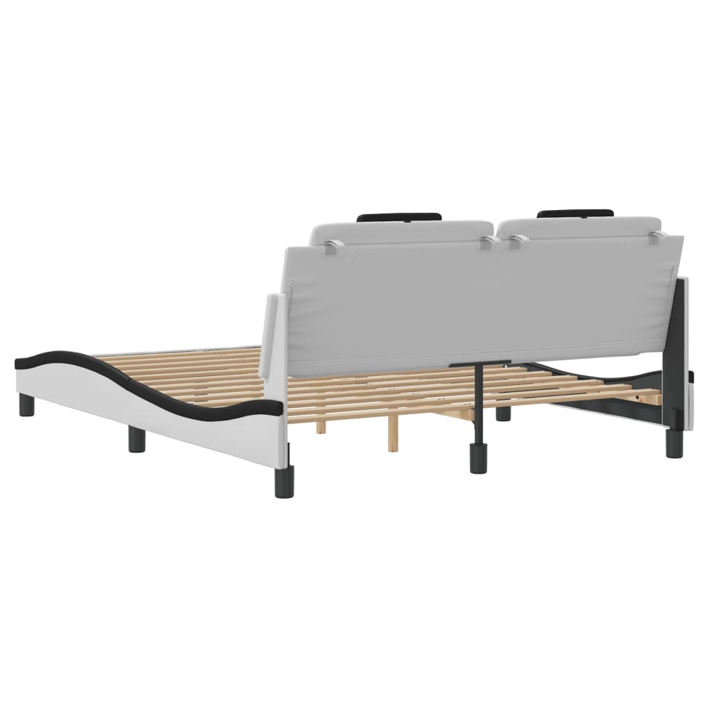 Bedframe "Viana" met LED zonder matras wit en zwart 160x200 cm is nu te koop bij PeponiXL, paradijselijk wonen!