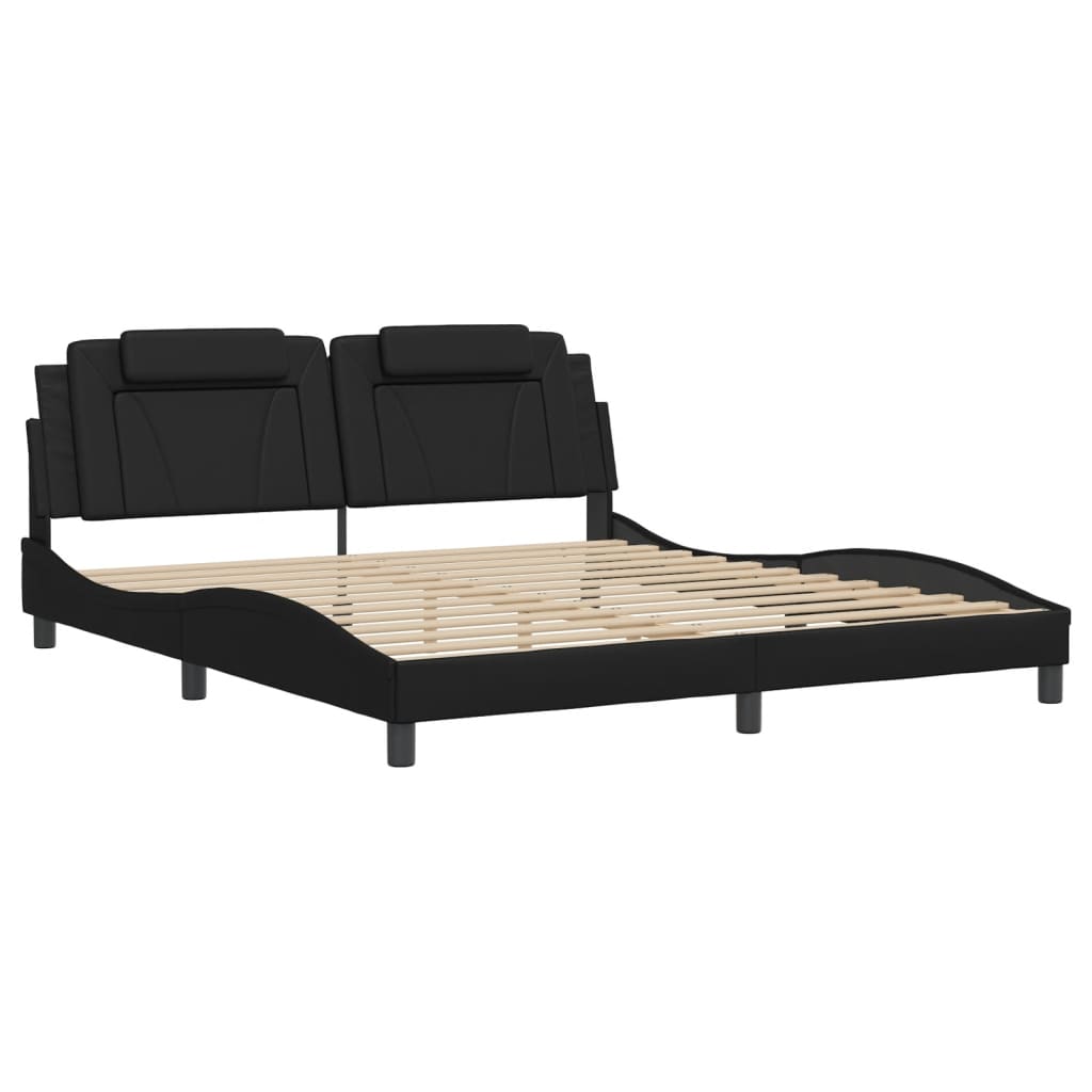 Bedframe met LED-verlichting kunstleer zwart 180x200 cm is nu te koop bij PeponiXL, paradijselijk wonen!