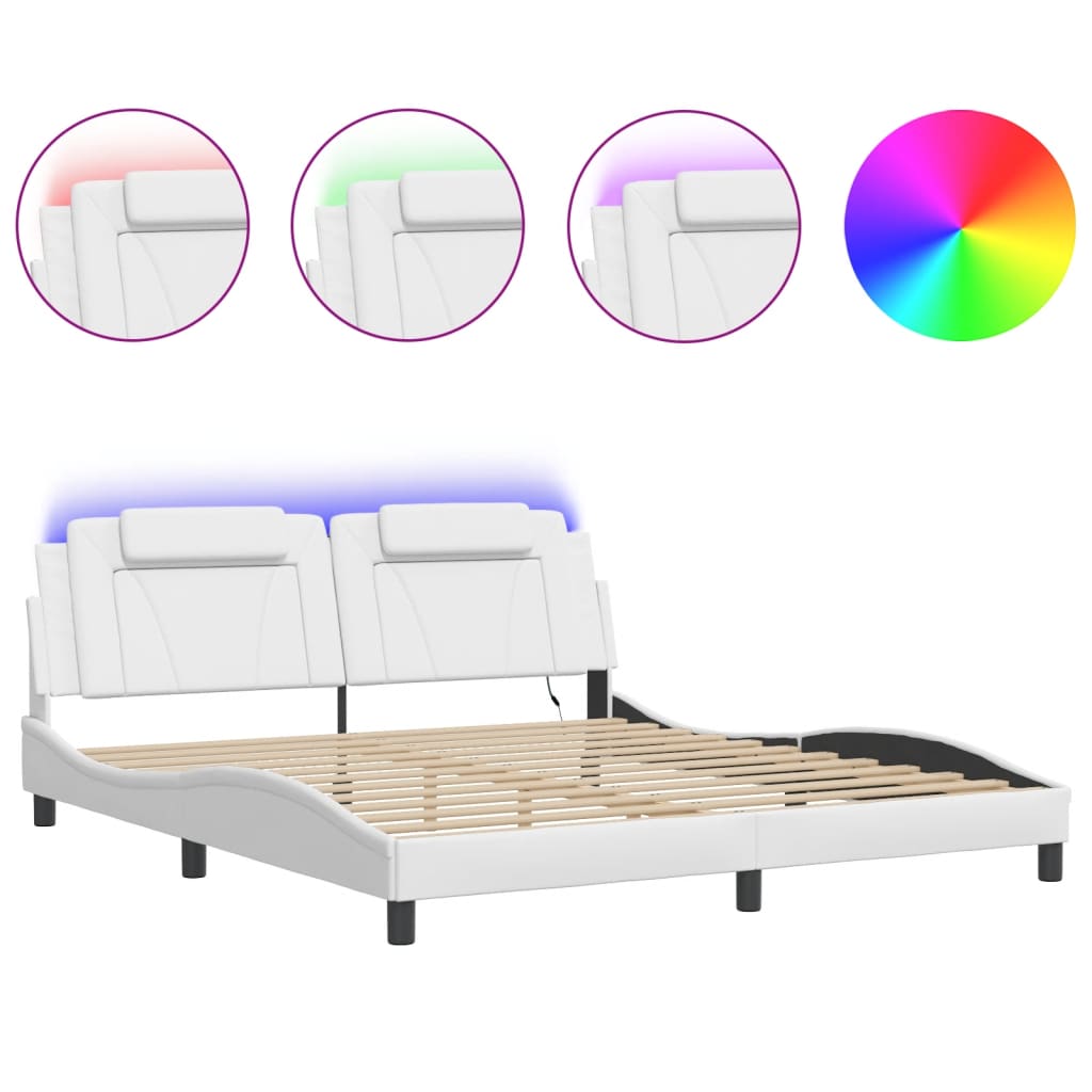 Bedframe "Viana" met LED zonder matras wit 180x200 cm is nu te koop bij PeponiXL, paradijselijk wonen!