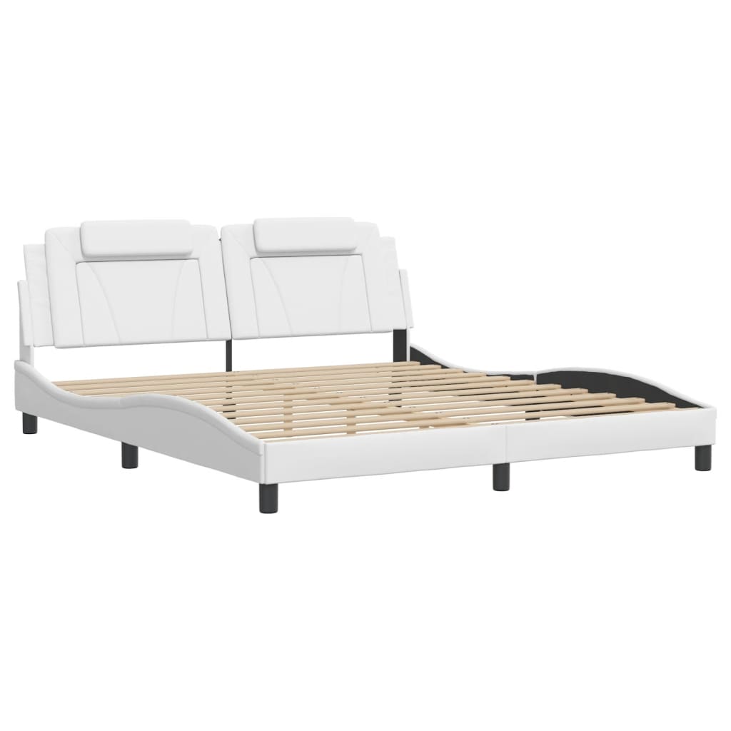 Bedframe met LED-verlichting kunstleer wit 180x200 cm is nu te koop bij PeponiXL, paradijselijk wonen!