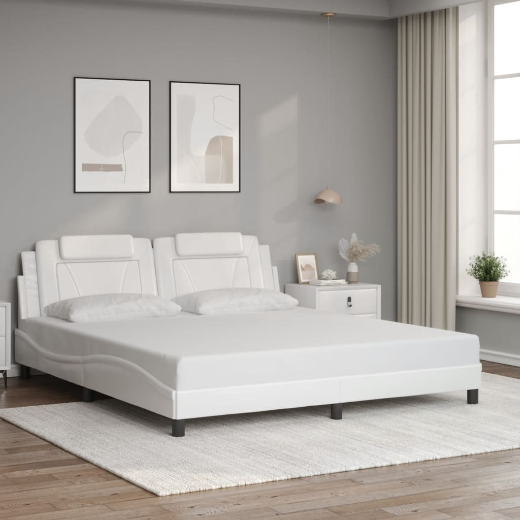Bedframe met LED-verlichting kunstleer wit 180x200 cm is nu te koop bij PeponiXL, paradijselijk wonen!