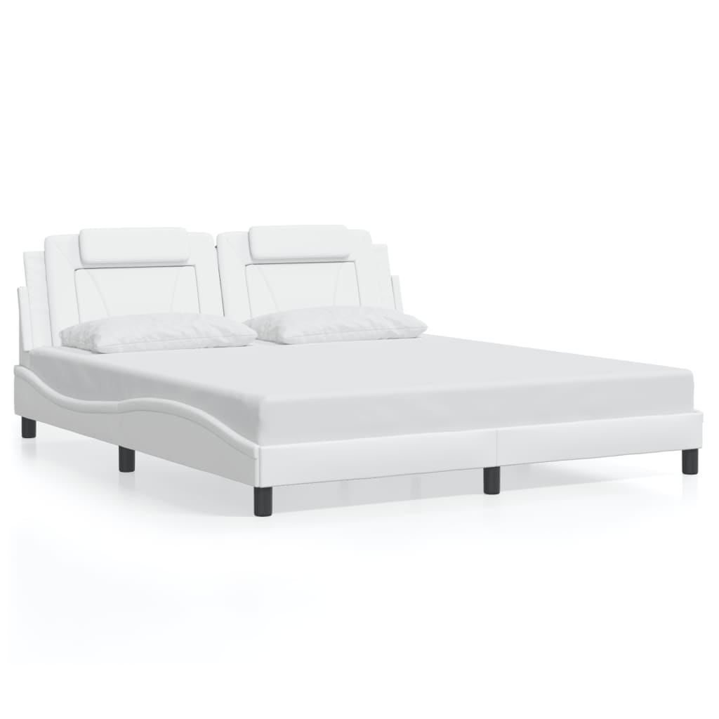 Bedframe met LED-verlichting kunstleer wit 180x200 cm is nu te koop bij PeponiXL, paradijselijk wonen!