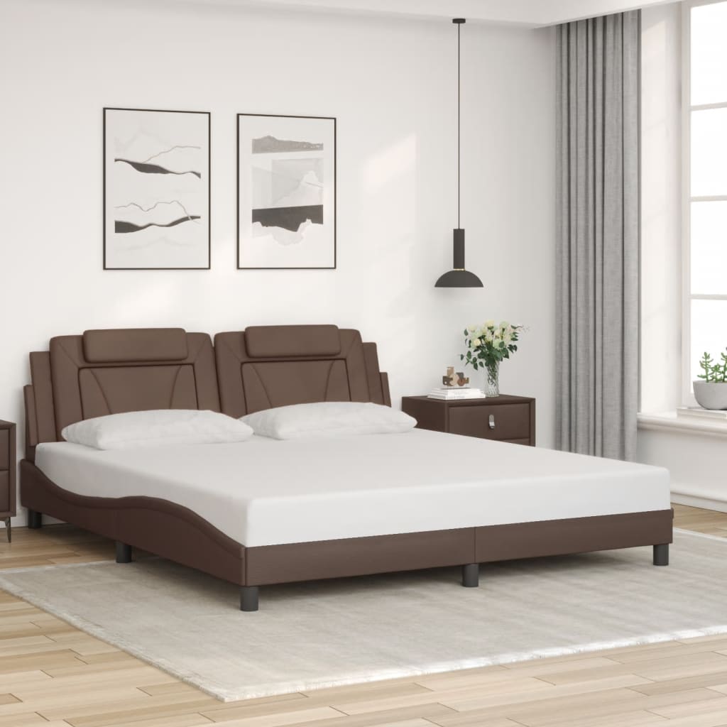 Bedframe "Viana" met LED zonder matras bruin 180x200 cm is nu te koop bij PeponiXL, paradijselijk wonen!