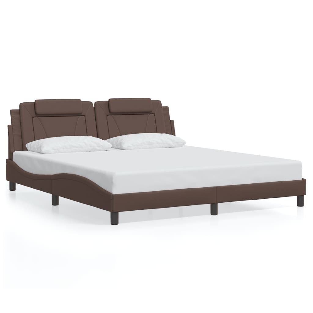 Bedframe "Viana" met LED zonder matras bruin 180x200 cm is nu te koop bij PeponiXL, paradijselijk wonen!