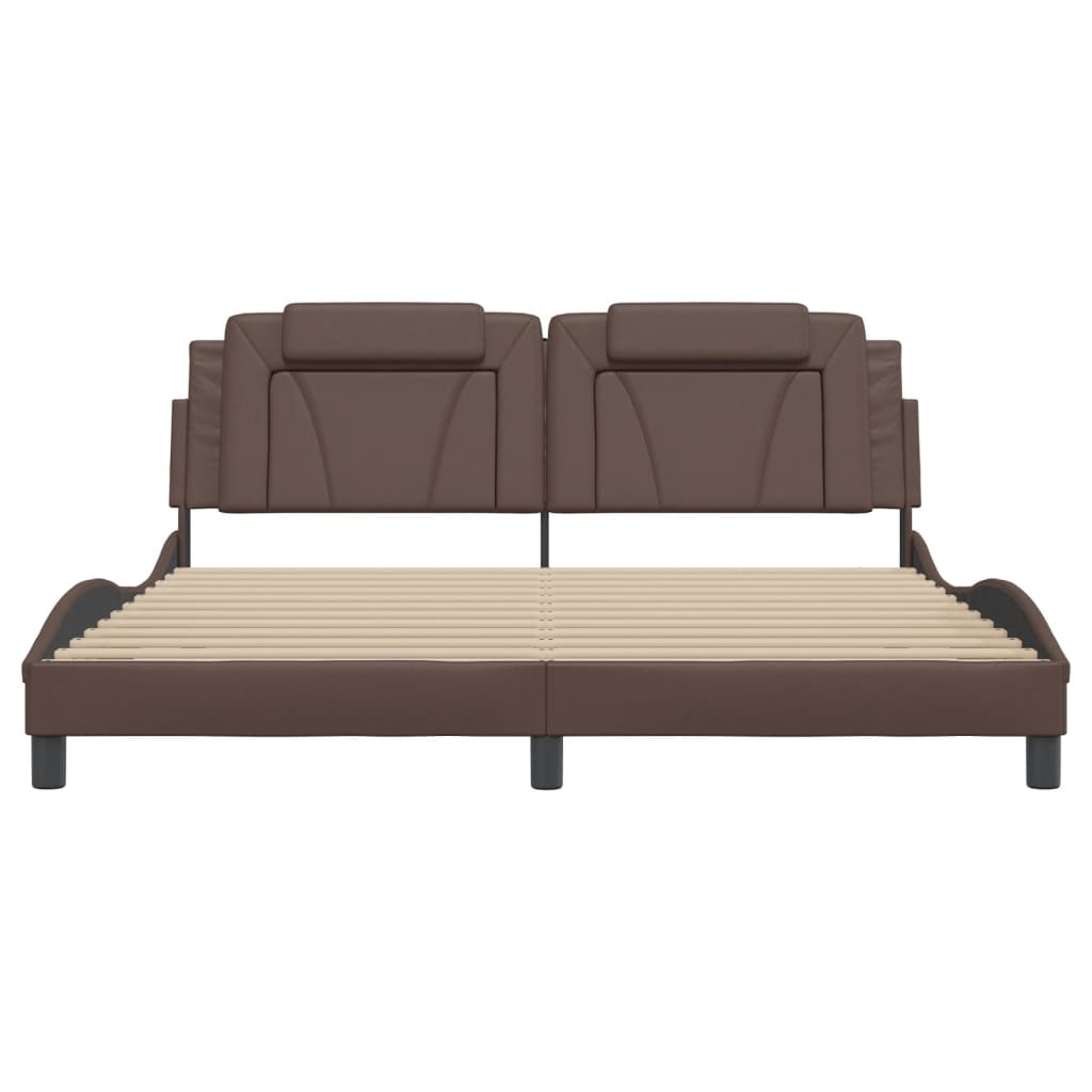 Bedframe "Viana" met LED zonder matras bruin 180x200 cm is nu te koop bij PeponiXL, paradijselijk wonen!