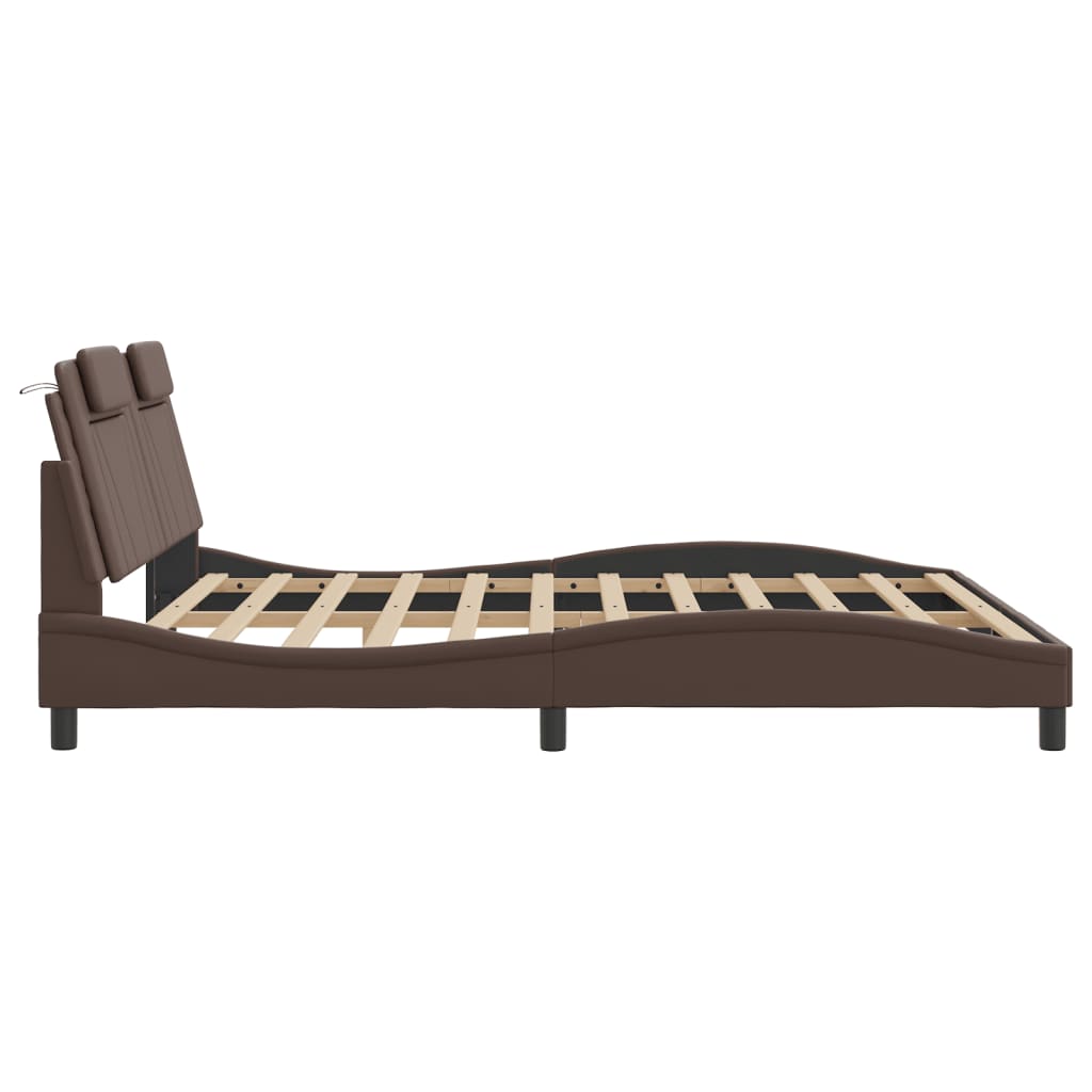 Bedframe "Viana" met LED zonder matras bruin 180x200 cm is nu te koop bij PeponiXL, paradijselijk wonen!