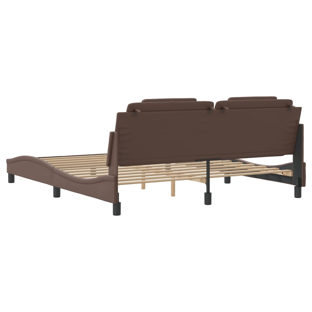 Bedframe "Viana" met LED zonder matras bruin 180x200 cm is nu te koop bij PeponiXL, paradijselijk wonen!