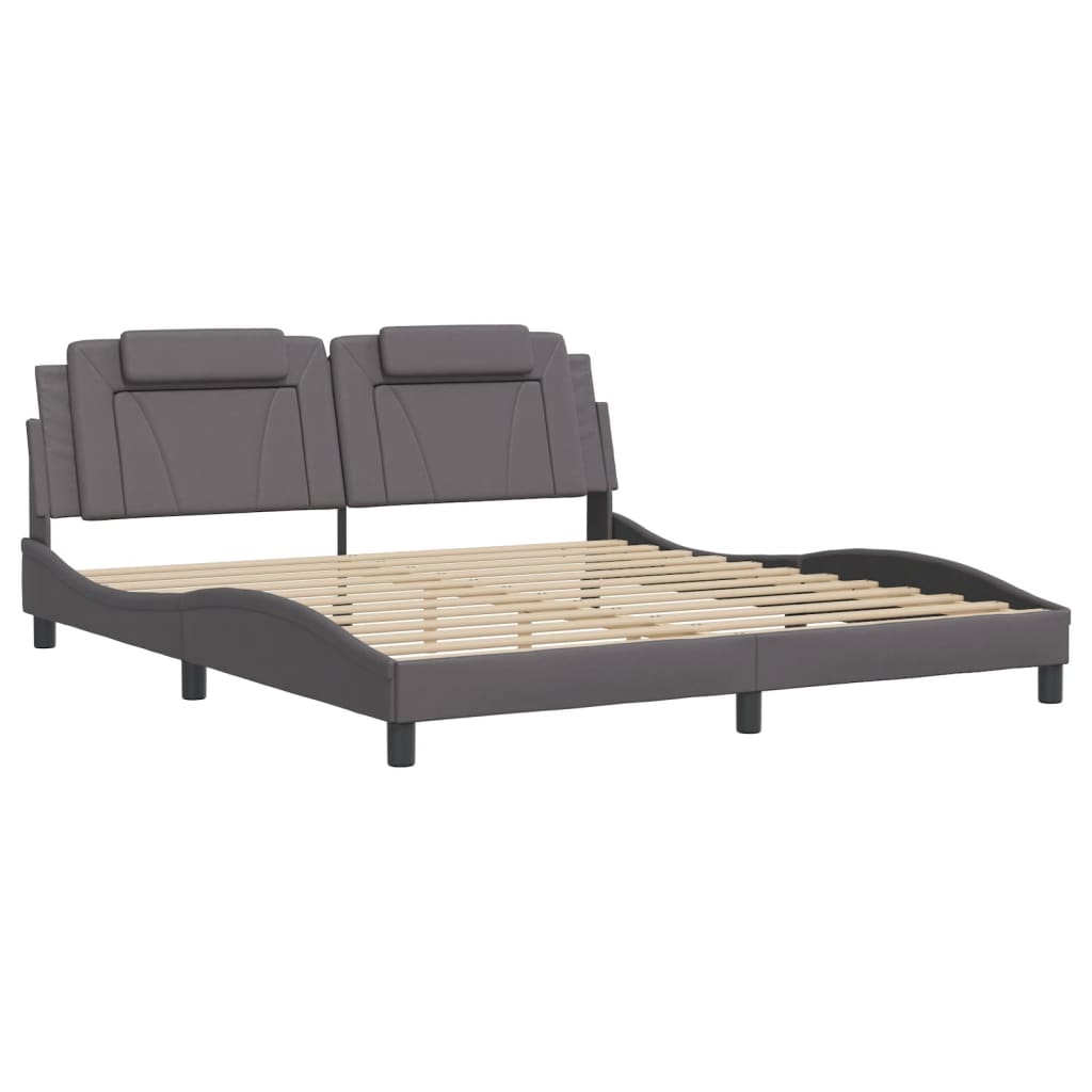 Bedframe met LED-verlichting kunstleer grijs 180x200 cm is nu te koop bij PeponiXL, paradijselijk wonen!