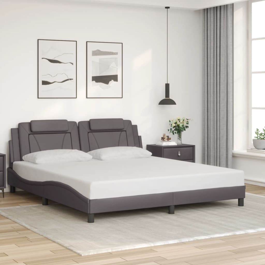 Bedframe met LED-verlichting kunstleer grijs 180x200 cm is nu te koop bij PeponiXL, paradijselijk wonen!