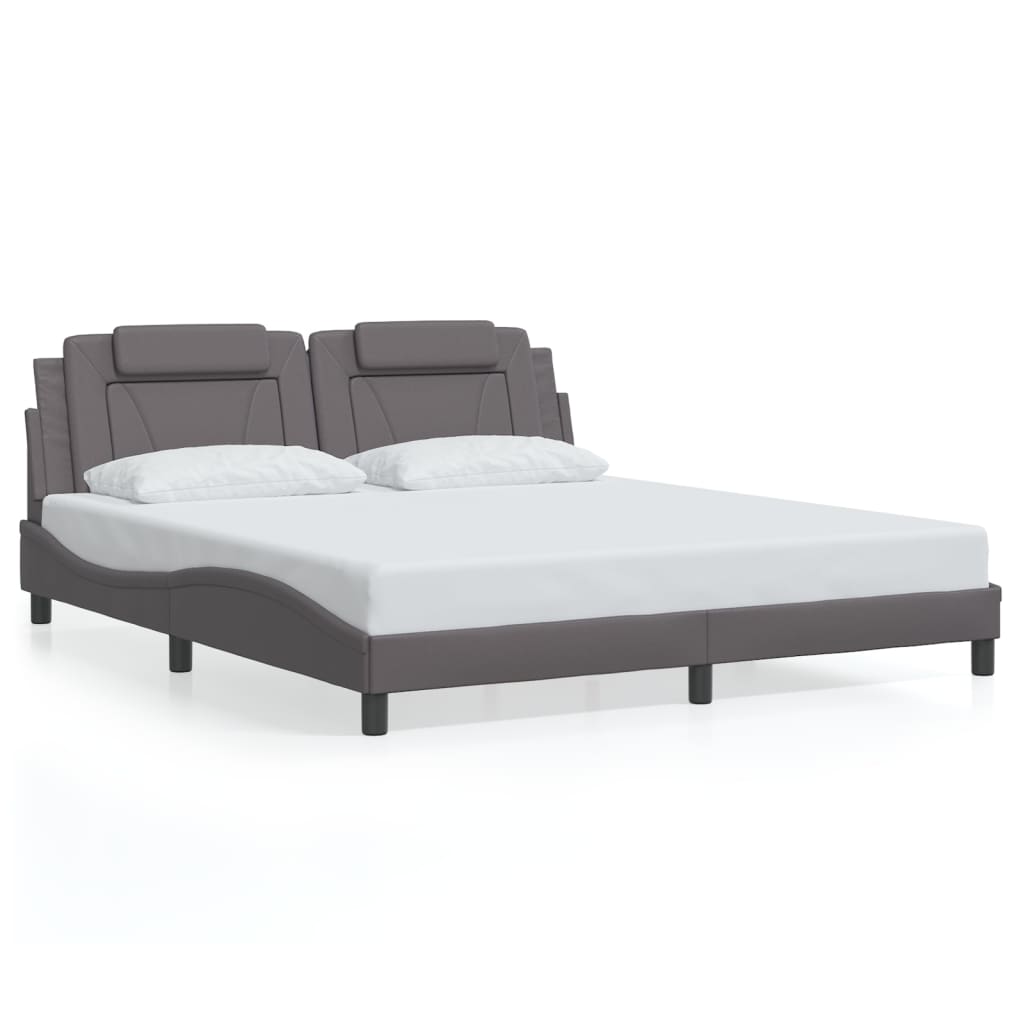 Bedframe met LED-verlichting kunstleer grijs 180x200 cm is nu te koop bij PeponiXL, paradijselijk wonen!