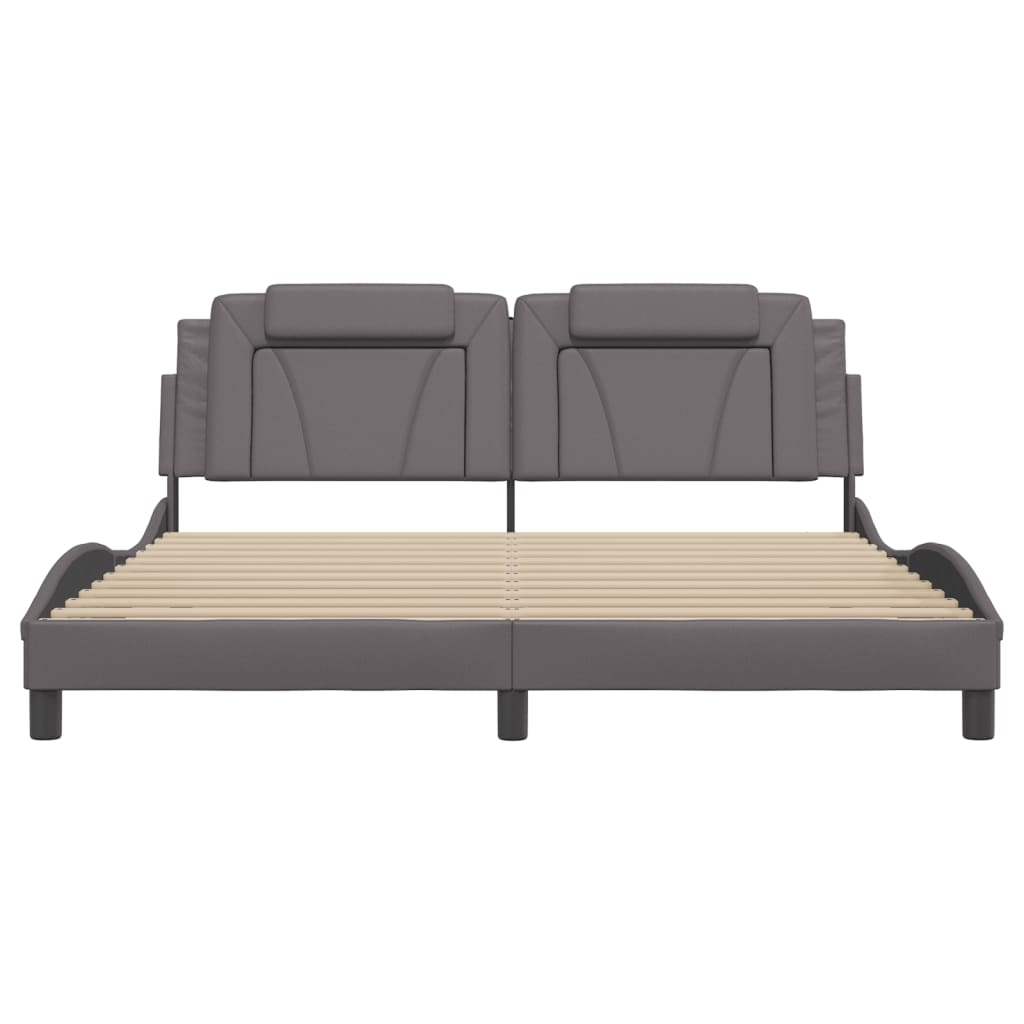 Bedframe met LED-verlichting kunstleer grijs 180x200 cm is nu te koop bij PeponiXL, paradijselijk wonen!