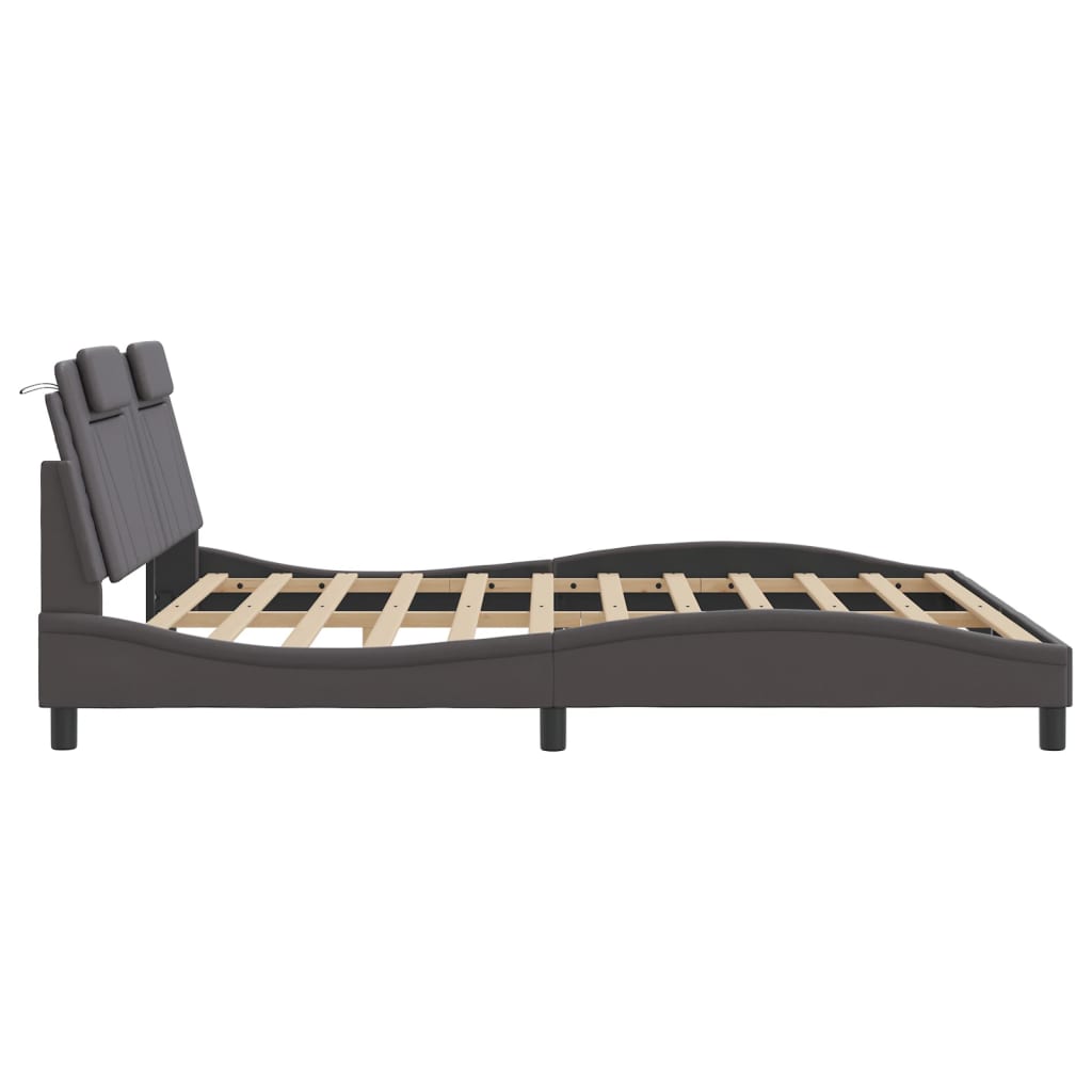 Bedframe met LED-verlichting kunstleer grijs 180x200 cm is nu te koop bij PeponiXL, paradijselijk wonen!
