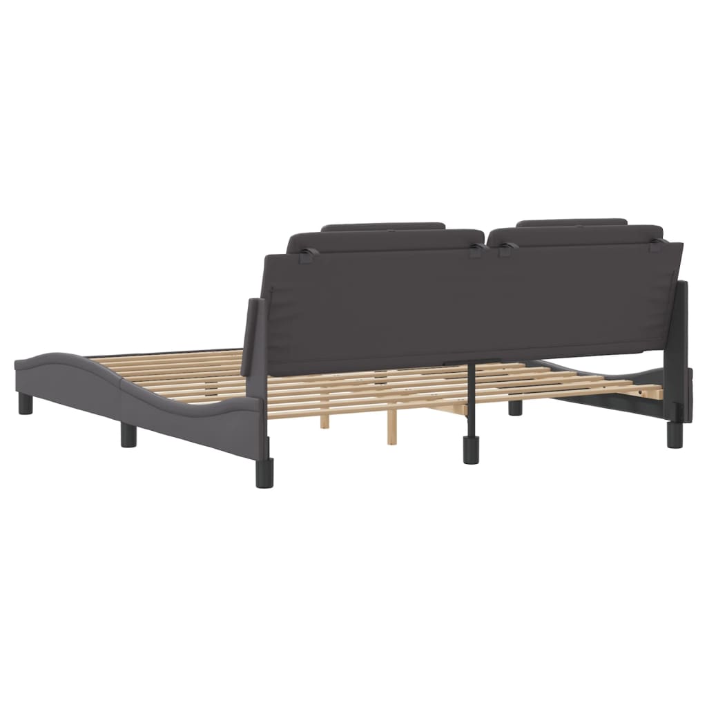 Bedframe met LED-verlichting kunstleer grijs 180x200 cm is nu te koop bij PeponiXL, paradijselijk wonen!