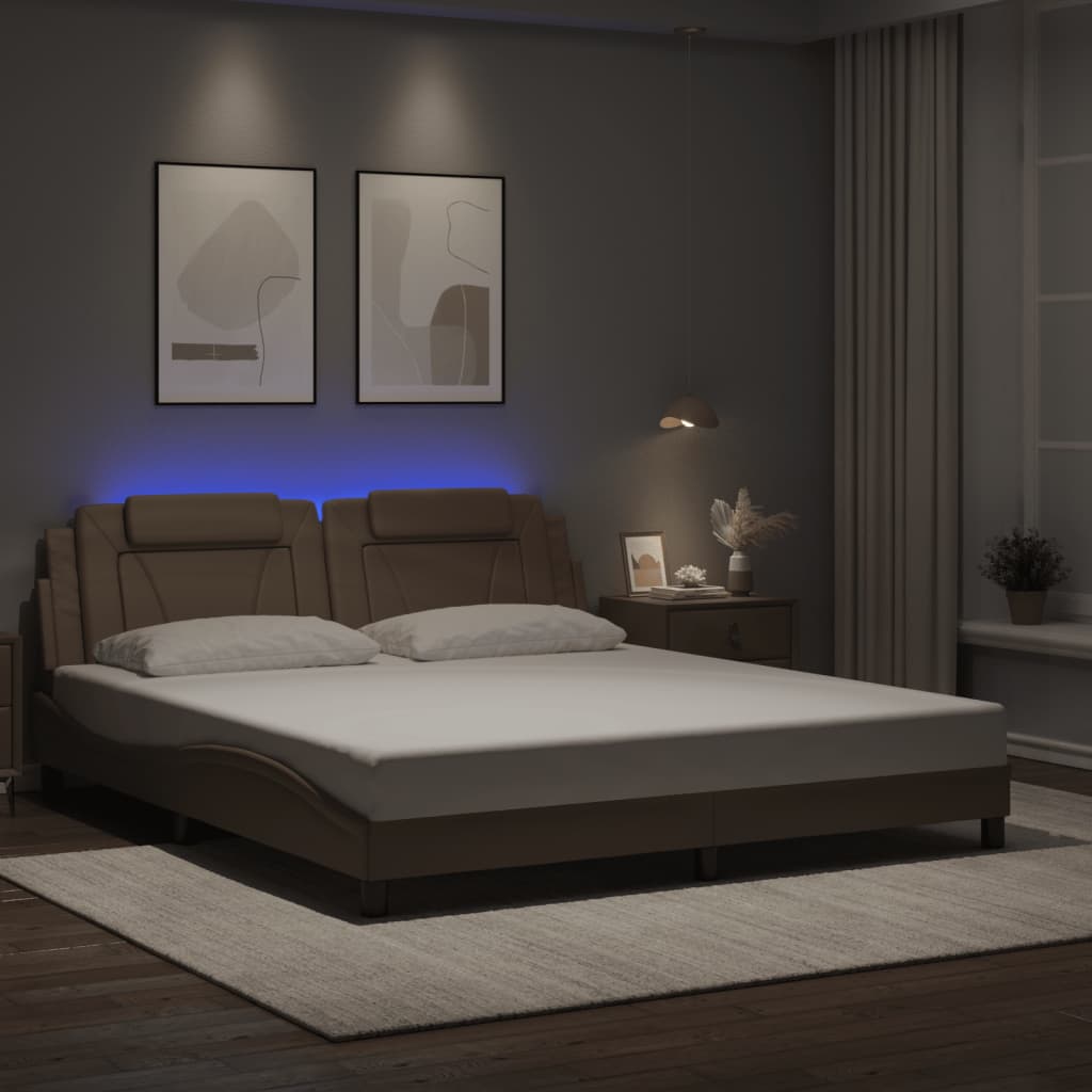 Bedframe "Viana" met LED zonder matras cappuccino 180x200 cm is nu te koop bij PeponiXL, paradijselijk wonen!