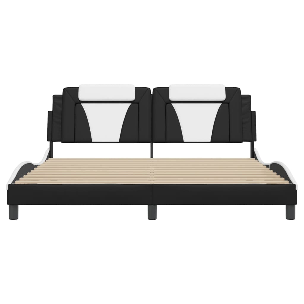Bedframe met LED-verlichting kunstleer zwart en wit 180x200 cm is nu te koop bij PeponiXL, paradijselijk wonen!