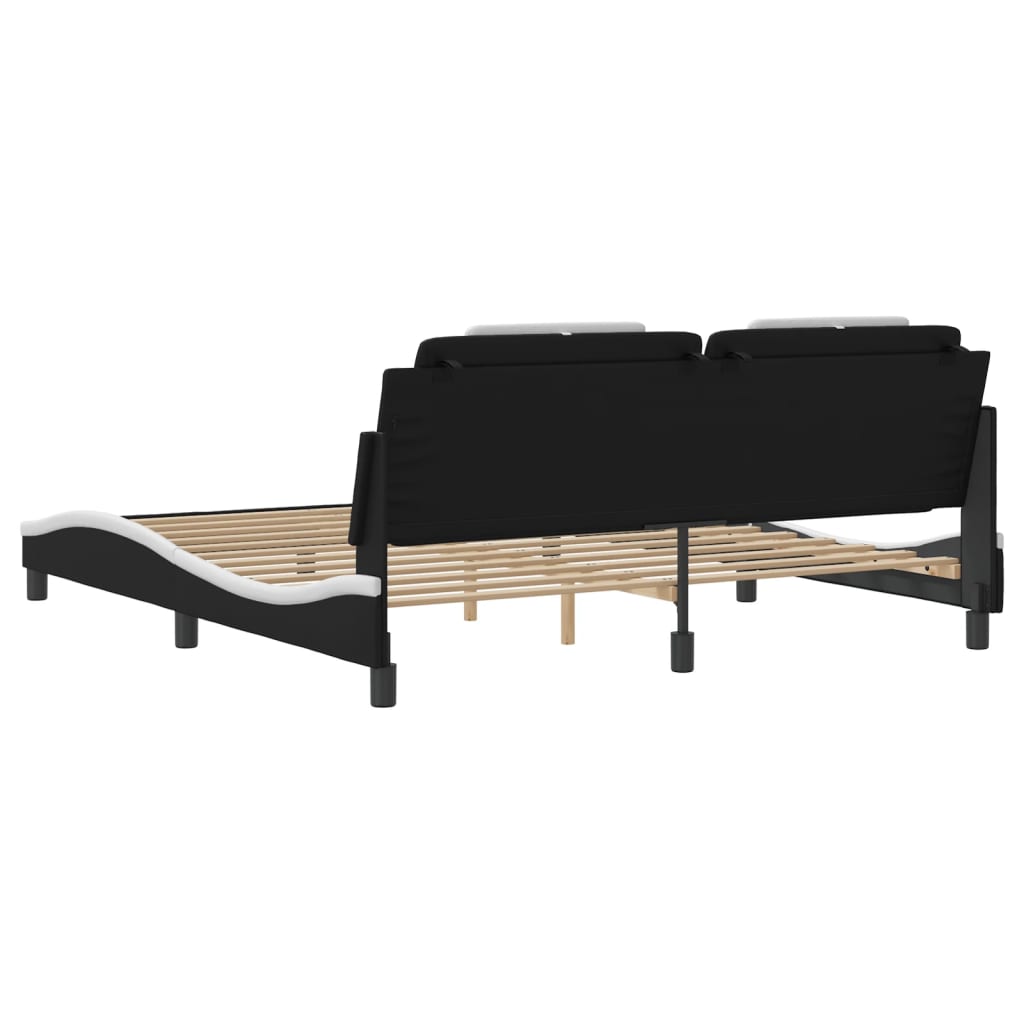 Bedframe met LED-verlichting kunstleer zwart en wit 180x200 cm is nu te koop bij PeponiXL, paradijselijk wonen!
