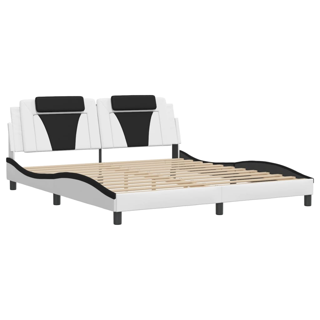 Bedframe met LED-verlichting kunstleer wit en zwart 180x200 cm is nu te koop bij PeponiXL, paradijselijk wonen!