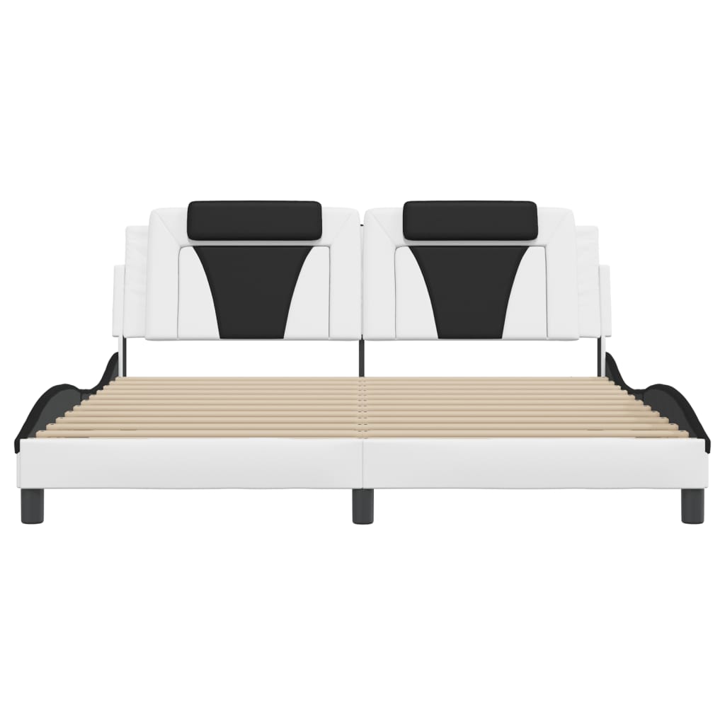 Bedframe "Viana" met LED zonder matras wit en zwart 180x200 cm is nu te koop bij PeponiXL, paradijselijk wonen!