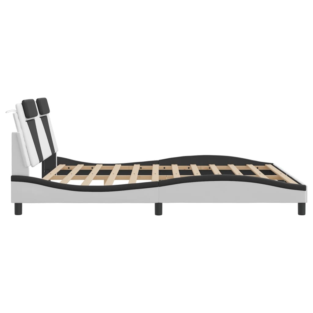 Bedframe met LED-verlichting kunstleer wit en zwart 180x200 cm is nu te koop bij PeponiXL, paradijselijk wonen!