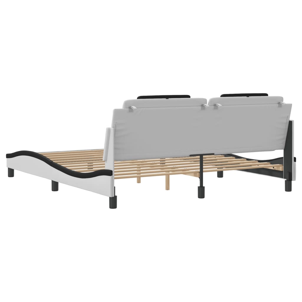 Bedframe met LED-verlichting kunstleer wit en zwart 180x200 cm is nu te koop bij PeponiXL, paradijselijk wonen!