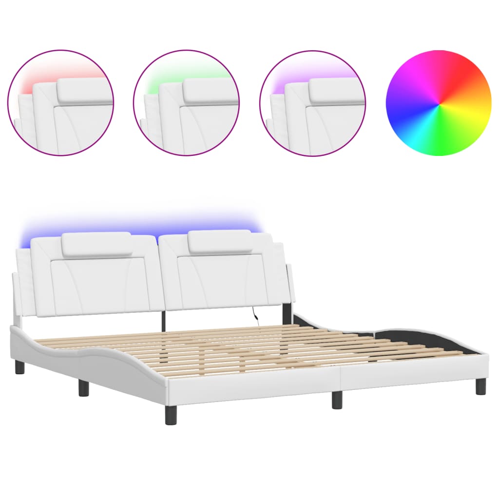 Bedframe "Viana" met LED zonder matras wit 200x200 cm is nu te koop bij PeponiXL, paradijselijk wonen!