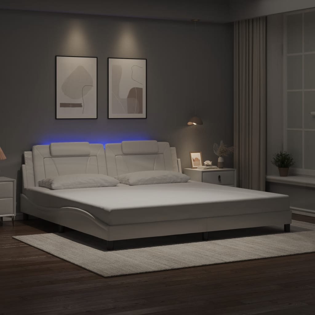 Bedframe "Viana" met LED zonder matras wit 200x200 cm is nu te koop bij PeponiXL, paradijselijk wonen!