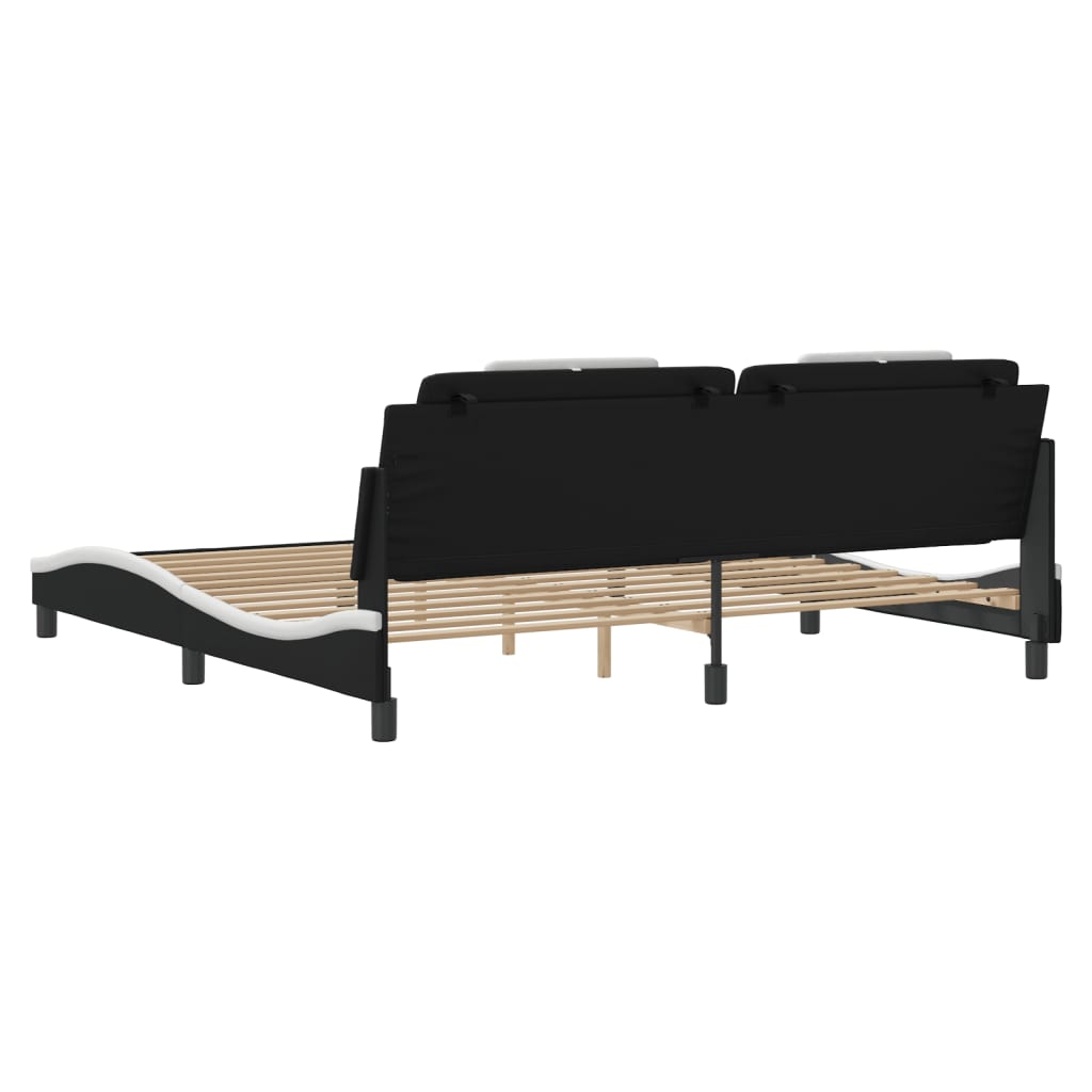 Bedframe met LED-verlichting kunstleer zwart en wit 200x200 cm is nu te koop bij PeponiXL, paradijselijk wonen!