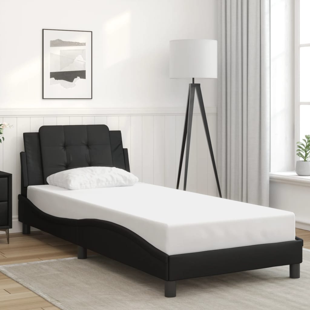 Bedframe met LED-verlichting kunstleer zwart 80x200 cm is nu te koop bij PeponiXL, paradijselijk wonen!