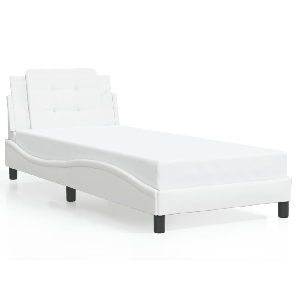 Bedframe met LED-verlichting kunstleer wit 80x200 cm is nu te koop bij PeponiXL, paradijselijk wonen!