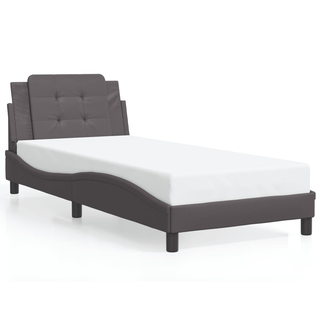 Bedframe met LED-verlichting kunstleer grijs 80x200 cm is nu te koop bij PeponiXL, paradijselijk wonen!