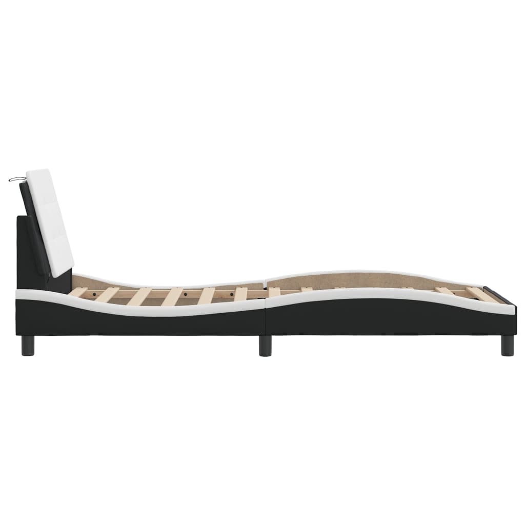 Bedframe met LED zonder matras "Zadar" zwart en wit 80x200 cm is nu te koop bij PeponiXL, paradijselijk wonen!