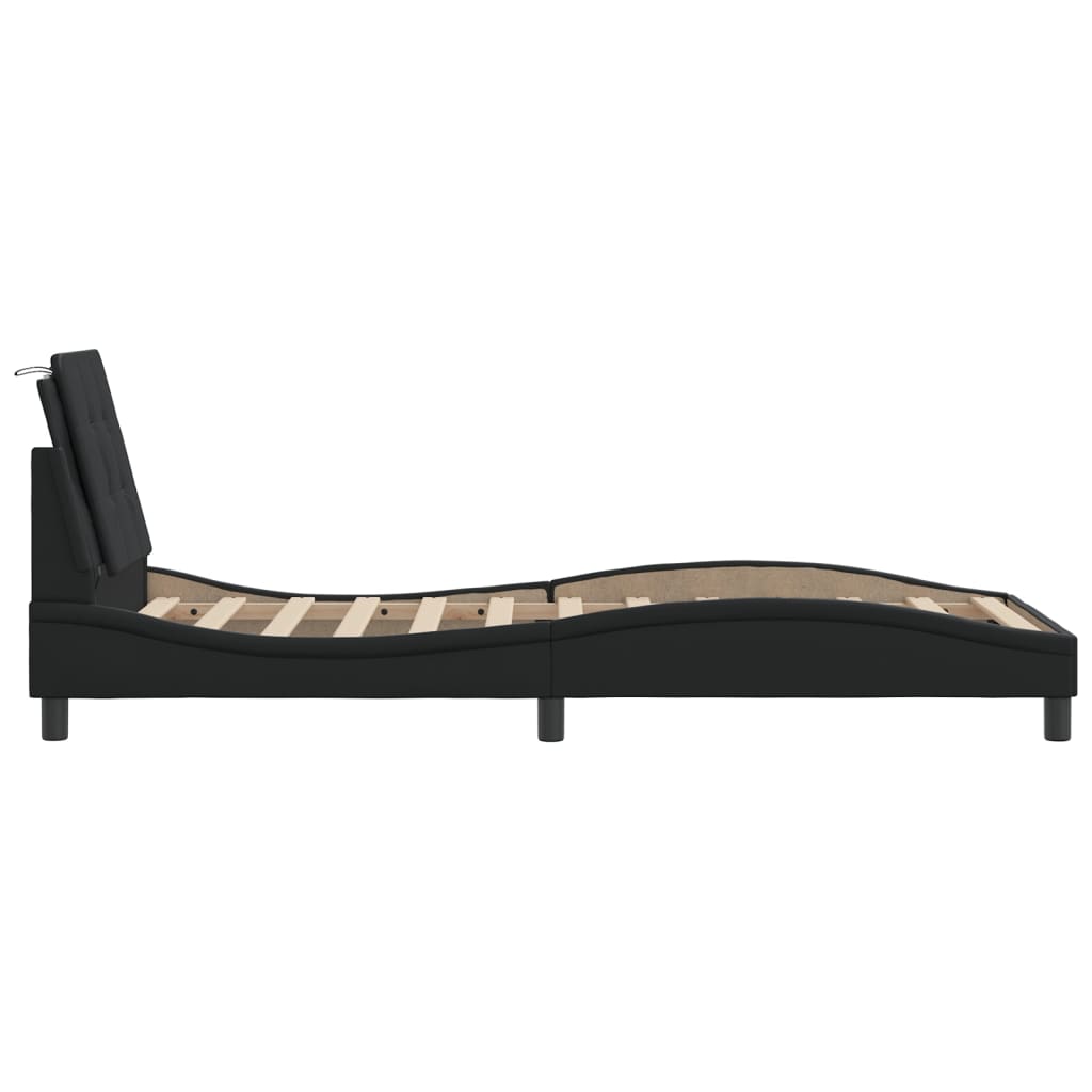 Bedframe met LED-verlichting kunstleer zwart 90x190 cm is nu te koop bij PeponiXL, paradijselijk wonen!