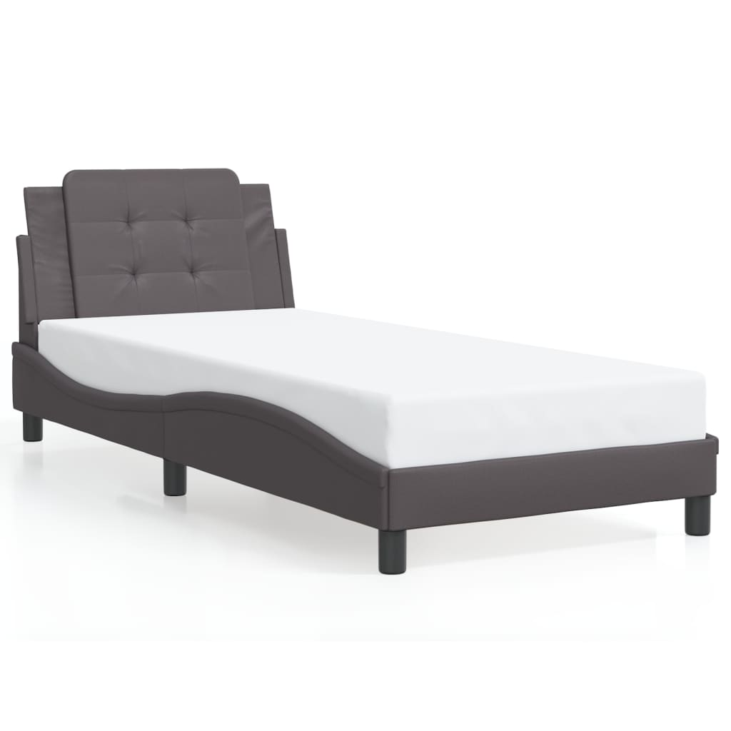 Bedframe met LED-verlichting kunstleer grijs 90x190 cm is nu te koop bij PeponiXL, paradijselijk wonen!