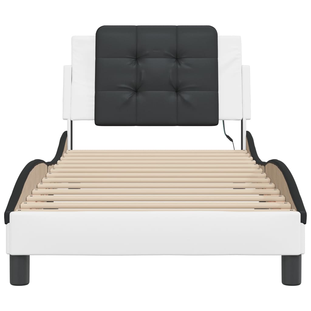 Bedframe met LED zonder matras "Zadar" wit en zwart 90x190 cm is nu te koop bij PeponiXL, paradijselijk wonen!