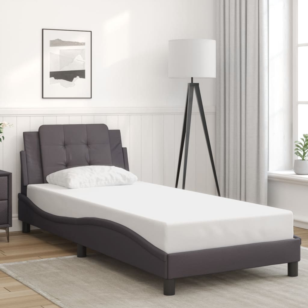 Bedframe met LED-verlichting kunstleer grijs 90x200 cm is nu te koop bij PeponiXL, paradijselijk wonen!