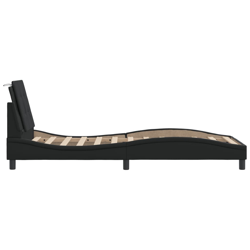 Bedframe met LED zonder matras "Zadar" zwart 100x200 cm is nu te koop bij PeponiXL, paradijselijk wonen!