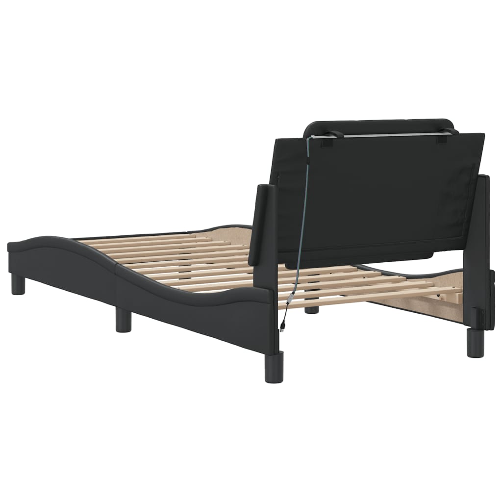 Bedframe met LED zonder matras "Zadar" zwart 100x200 cm is nu te koop bij PeponiXL, paradijselijk wonen!