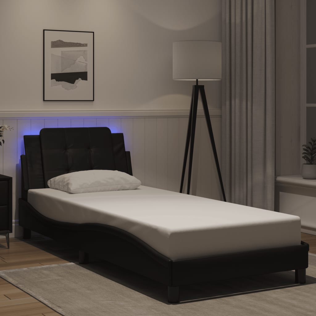 Bedframe met LED zonder matras "Zadar" zwart 100x200 cm is nu te koop bij PeponiXL, paradijselijk wonen!