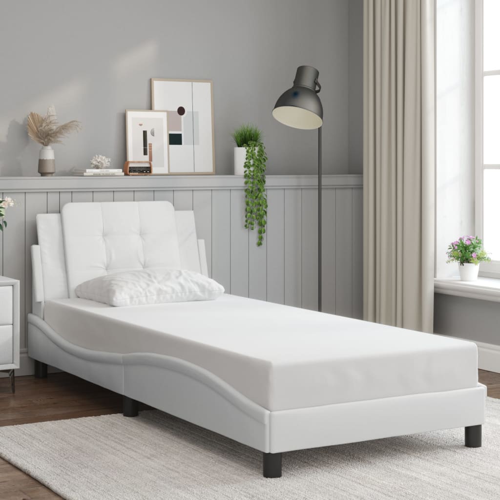 Bedframe met LED-verlichting kunstleer wit 100x200 cm is nu te koop bij PeponiXL, paradijselijk wonen!