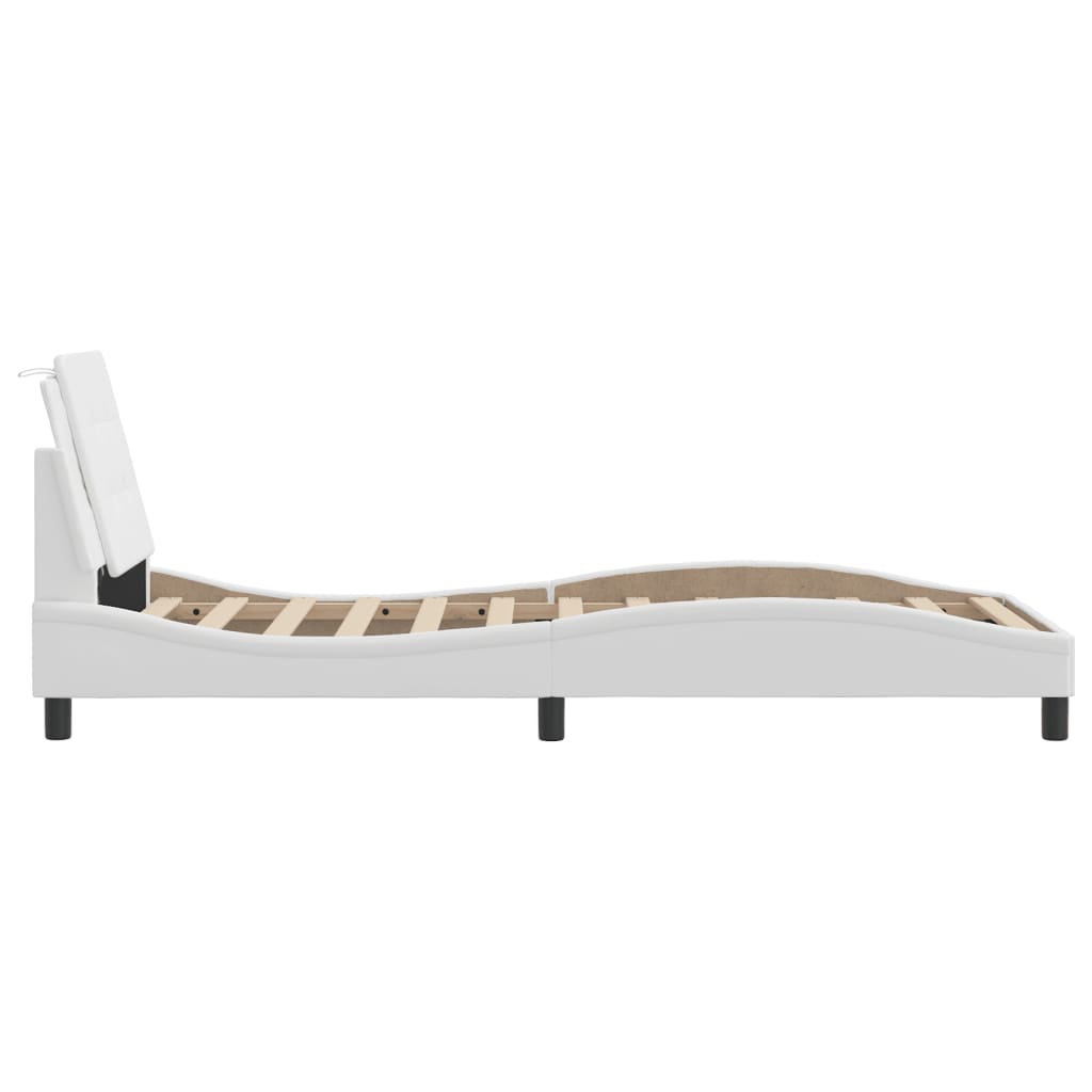 Bedframe met LED-verlichting kunstleer wit 100x200 cm is nu te koop bij PeponiXL, paradijselijk wonen!