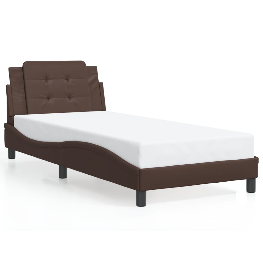 Bedframe met LED-verlichting kunstleer bruin 100x200 cm is nu te koop bij PeponiXL, paradijselijk wonen!