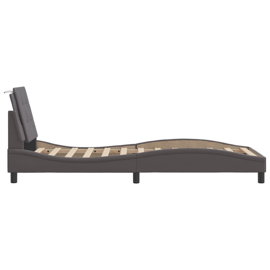 Bedframe met LED-verlichting kunstleer grijs 100x200 cm is nu te koop bij PeponiXL, paradijselijk wonen!