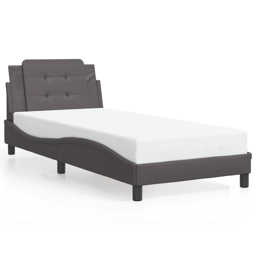 Bedframe met LED-verlichting kunstleer grijs 100x200 cm is nu te koop bij PeponiXL, paradijselijk wonen!