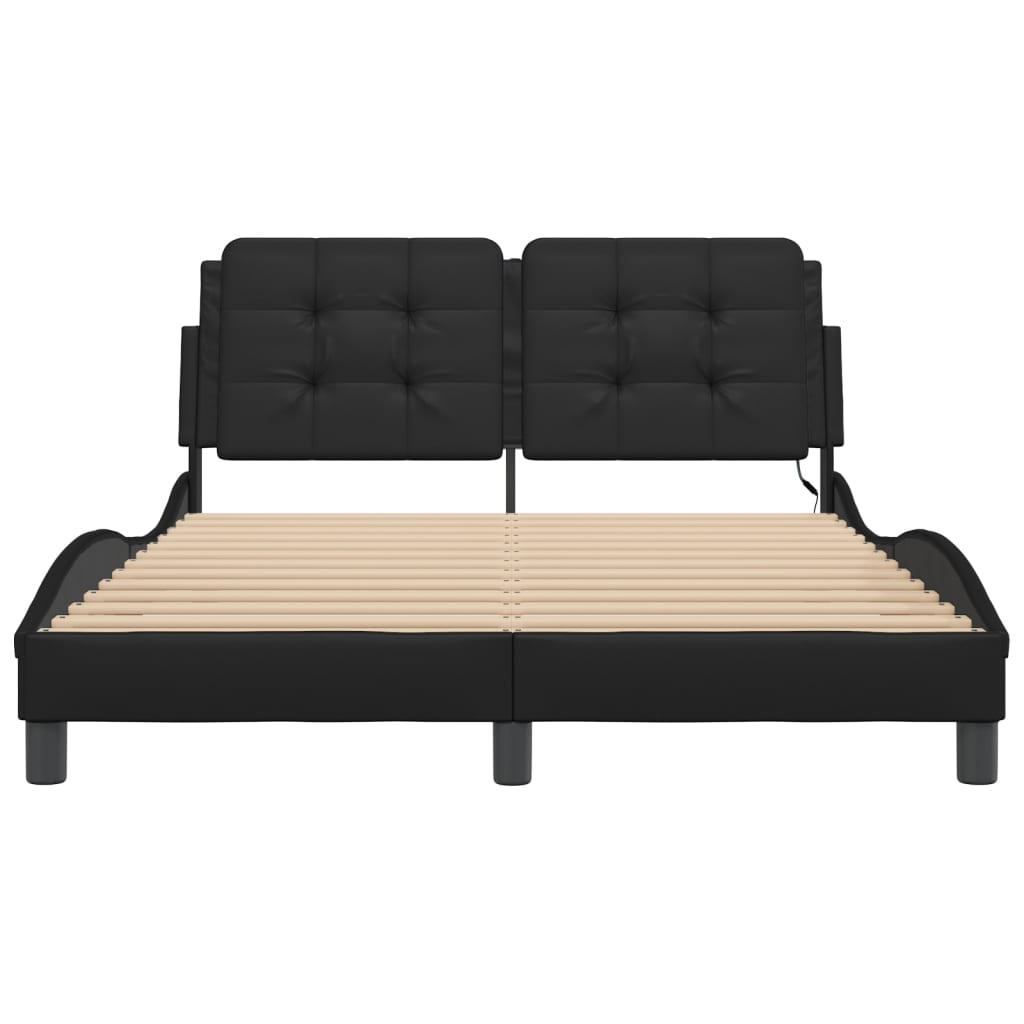 Bedframe met LED-verlichting kunstleer zwart 120x200 cm is nu te koop bij PeponiXL, paradijselijk wonen!